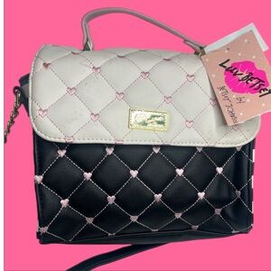 NEW w tags BETSEY Johnson Luv Betsey Crossbody Bag with Pink heart see Details.